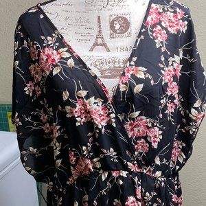 NWT Torrid Black Floral Babydoll Chiffon Top 2x